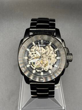 Fossil ME3080 Modern Machine Automatic Skeleton Black Steel Men’s Watch 50mm